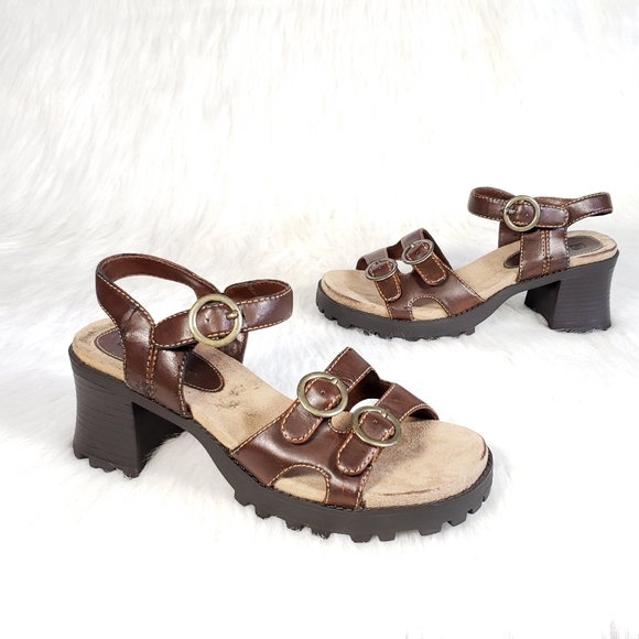 ellemenno Shoes - ellemenno Brown Chunky Heel Sandals